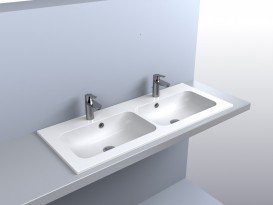 Раковина для ванної Miraggio Della 1100-2 врізна подвійна з отворами під змішувач білий глянсовий 0000168