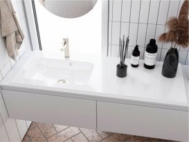 Раковина для ванної Miraggio Della 1200 L литий мармур Miramarble білий матовий 0000913