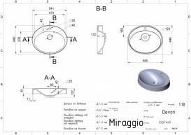 Раковина для ванної Miraggio Devon 55х44,9 см кварцовий пісок Mirastone сірий 0000993