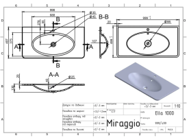 Раковина для ванної MIRAGGIO ELLA 99,9 х49, 9 см з крилом Miramarble глянсовий білий 0002049