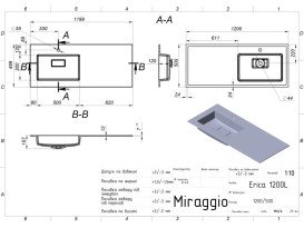 Раковина для ванної Miraggio Erica 1200 L 120х50 см Mirasoft білий матовий 8813569
