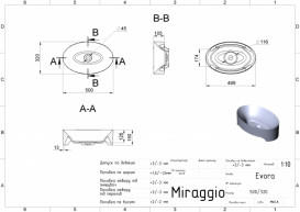 Раковина для ванної Miraggio Evora 50х32 см мармур мармур Miramarble чорний матовий 0000306