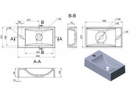 Раковина для ванної Miraggio Faro R підвісна з отвором під змішувач білий глянсовий 0000194