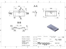 Раковина для ванної Miraggio Fly 1000 100х48 см Mirastone black shine 8813463