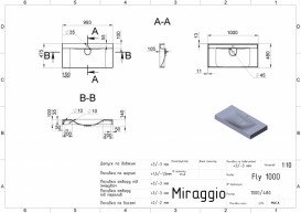 Раковина для ванної Miraggio Fly 1000 кварцовий пісок Mirastone чорний 0001448