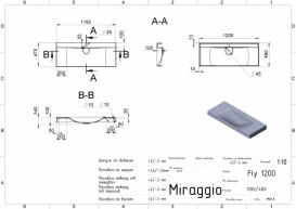 Раковина для ванної Miraggio Fly 1200 кварцовий пісок Mirastone чорний 0001455