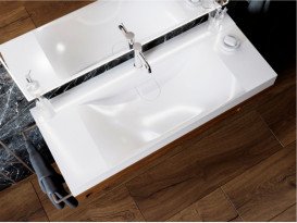 Раковина для ванної кімнати Miraggio Fly 1200 литой мрамор Miramarble білий 0000669