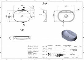 Раковина для ванної Miraggio France 60х40 см литий мармур Miramarble зелений 0000970