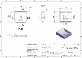 Раковина для ванной Miraggio Geneva 44,5х39,5 см литой мрамор Miramarble черный 0000309