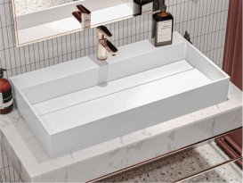 Раковина для ванної Miraggio Island 800 Miramarble білий глянсовий 0001763