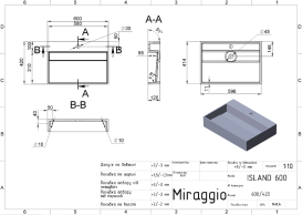 Раковина для ванної Miraggio Island Matt 600 Miramarble Matt білий матовий 0002444