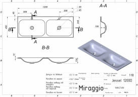 Раковина для ванной Miraggio Jessel 1200-2 двойная Mirasoft Technology белый матовый 0001094