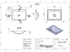 Раковина для ванной Miraggio Jessel 600 60х45 см Mirastonе black shine 8813465
