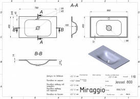 Раковина для ванной Miraggio Jessel 800 кварцевый песок Mirastone черный 0001468