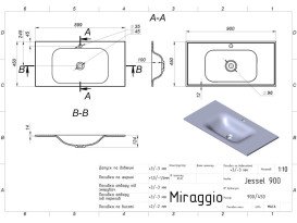 Раковина для ванної Miraggio Jessel 900 90х45 см Mirastone black shine 8813467