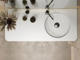 Раковина для ванної Miraggio Loop R 100х45 см мармур литий Miramarble білий матовий 8814191