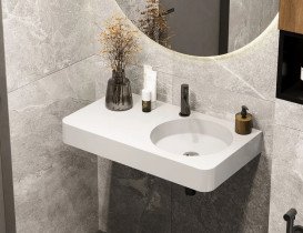 Раковина для ванної Miraggio Loop R 80х45 см мармур литий Miramarble білий матовий 8814188