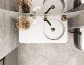 Раковина для ванної Miraggio Loop R 80х45 см мармур литий Miramarble білий матовий 8814188