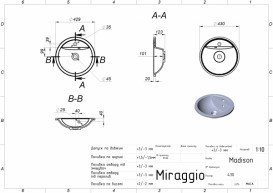 Раковина для ванної Miraggio Madison Ø43 см Mirasoft Technology білий матовий 0001099