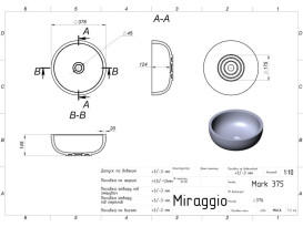 Раковина для ванной Miraggio Mark 375 Matt 37,5х37,5 см Miramarble Matt  белый матовый 0002678