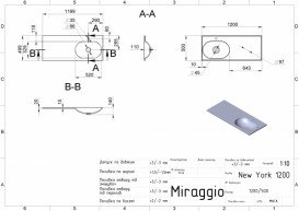 Раковина для ванной Miraggio New York R 120х50 см литой мрамор Miramarble белый матовый 0000915