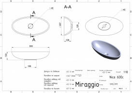 Раковина для ванной Miraggio Nice 59,5х29,7 см литой мрамор Miramarble жемчужно-золотой матовый 0000969