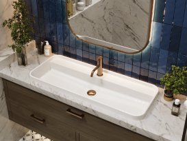 Раковина для ванної Miraggio Ocean 1000 100х40 см Miramarble білий глянсовий 8813862