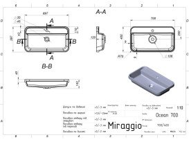 Раковина для ванної Miraggio Ocean 700 Matt 70х40 см Miramarble Matt білий матовий 8813681