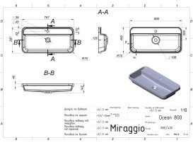 Раковина для ванної Miraggio Ocean 800 Matt 80х40 см Miramarble Matt білий матовий 8813823
