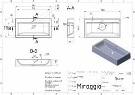 Раковина для ванной Miraggio Oskar 79,3х42,3 см литой мрамор Miramarble черный матовый 0000333