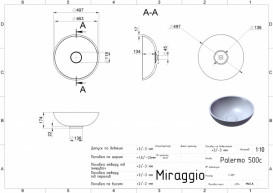 Раковина для ванной Miraggio Palermo Ø49,7 см литой мрамор Miramarble платиново-серый 0001137