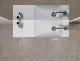 Раковина для ванної Miraggio Shanghai R 80,8 х25, 8 см литий мармур Miramarble білий 0000576