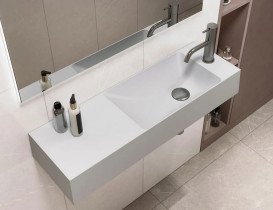 Раковина для ванної Miraggio Shanghai R 80,8х25,8 см мармур литий Miramarble білий матовий 0000577