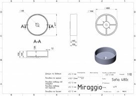 Раковина для ванной Miraggio Sofia Ø47,7 см литой мрамор Miramarble белый/черный матовый 0001687