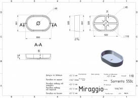 Раковина для ванной Miraggio Sorrento 55х35,1 см литой мрамор Miramarble серо-бежевый матовый 0000925