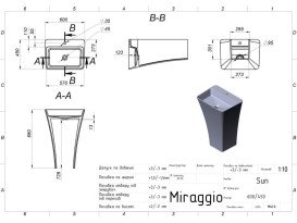 Раковина для ванної Miraggio Sun 600 60х45 см підлогова Miramarble білий глянцевий 0002390