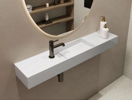 Раковина для ванної Miraggio Toni 105х22 см R литий мармур Miramarble білий 8814230