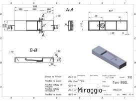 Раковина для ванной Miraggio Toni 85х22 см L литой мрамор Mirasoft Technology белый 8814206