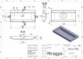 Раковина для ванной Miraggio Varna 900 кварцевый песок Mirastone серый 0000982