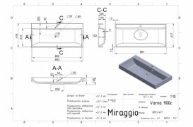 Раковина для ванної Miraggio Varna 900 врізна з отвором під змішувач білий матовий 0000261
