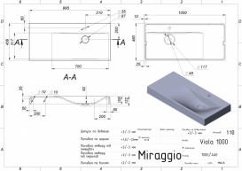 Раковина для ванной Miraggio Viola 1000 кварцевый песок Mirastone серый 0001502