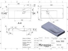 Раковина для ванної Miraggio Viola 1000 R 100х46 см Mirasoft білий матовий 8813429