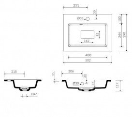 Раковина для ванної Marmorin Lira 50,2х39 см литий камінь білий 640 050 020 xx x