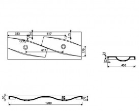 Раковина для ванной Marmorin Noel Duet 120х45 см двойная литой камень белый 583 120 020 xx x