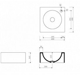 Раковина для ванної Marmorin Rea 40х40 см литий камінь білий  201 040 020 xx x