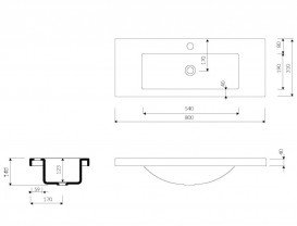 Раковина для ванной Marmorin Talia 80х31 см литой камень белый 270 080 020 xx x