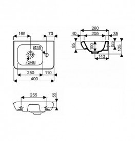 Раковина для ванної на тумбу Kolo Life 40 лівостороння біла M22440000