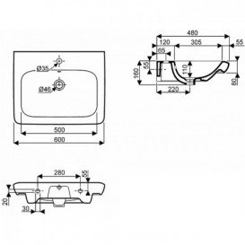 Раковина для ванной на тумбу Kolo Life 60 с покрытием Reflex белая M21160900