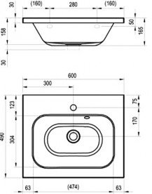 Раковина для ванной на тумбу Ravak Chrome 600 со скрытым переливом с одним отверстием для смесителя белая XJG01260000