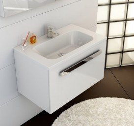 Раковина для ванной на тумбу Ravak Chrome 800 со скрытым переливом с одним отверстием для смесителя белая XJG01280000